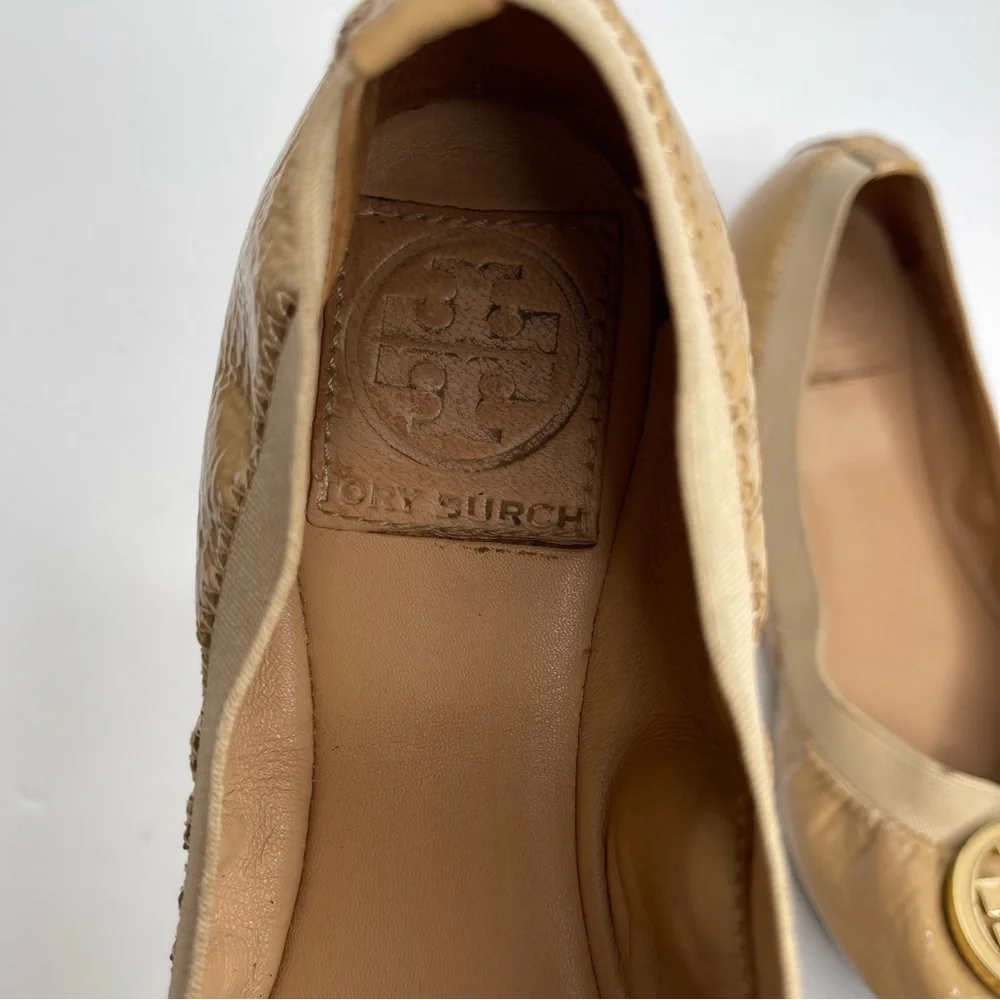 TORY BURCH Caroline Elastic Patent Leather Ballet Ballerina Flats Size 7